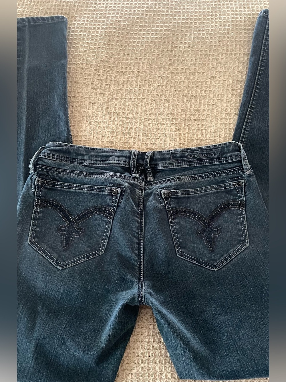 Rock Revival Lexi Super Skinny Jeans Dark Wash Denim Sequins Embellished Womens